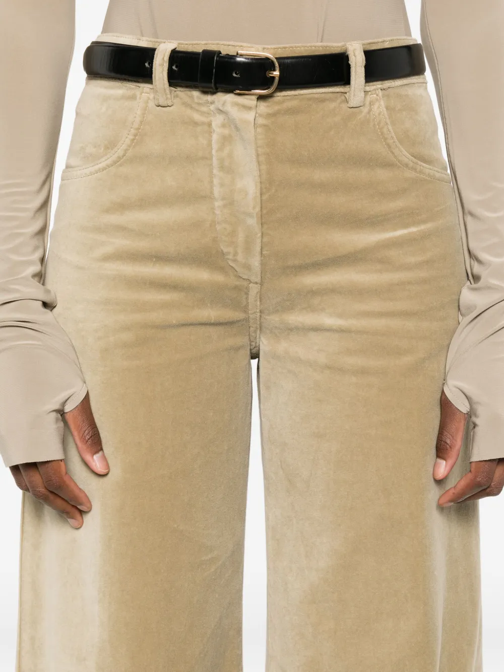 Aspesi Wide-leg Velvet Trousers In Neutral