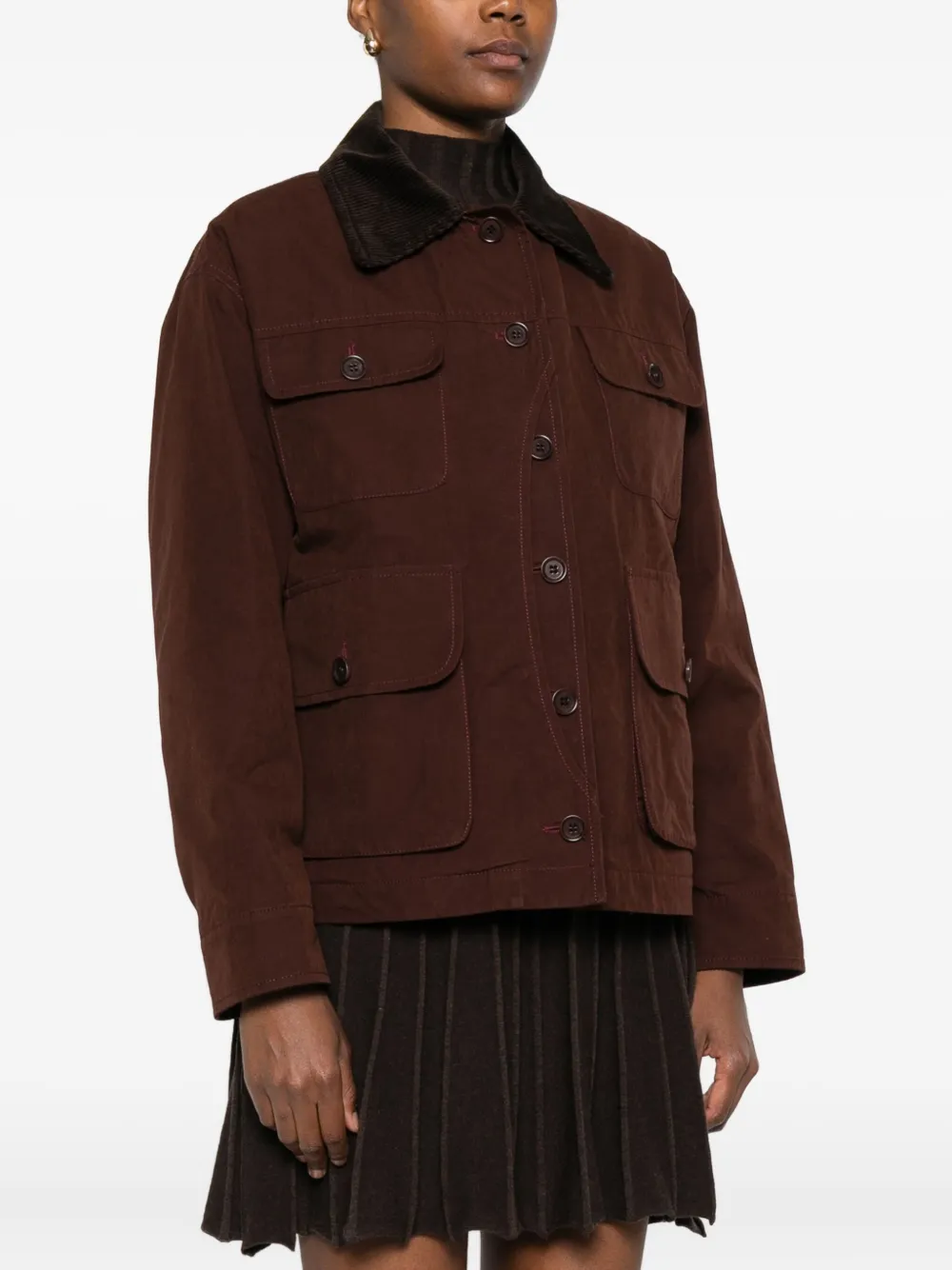 ASPESI Jack met ribfluwelen kraag en knopen Rood