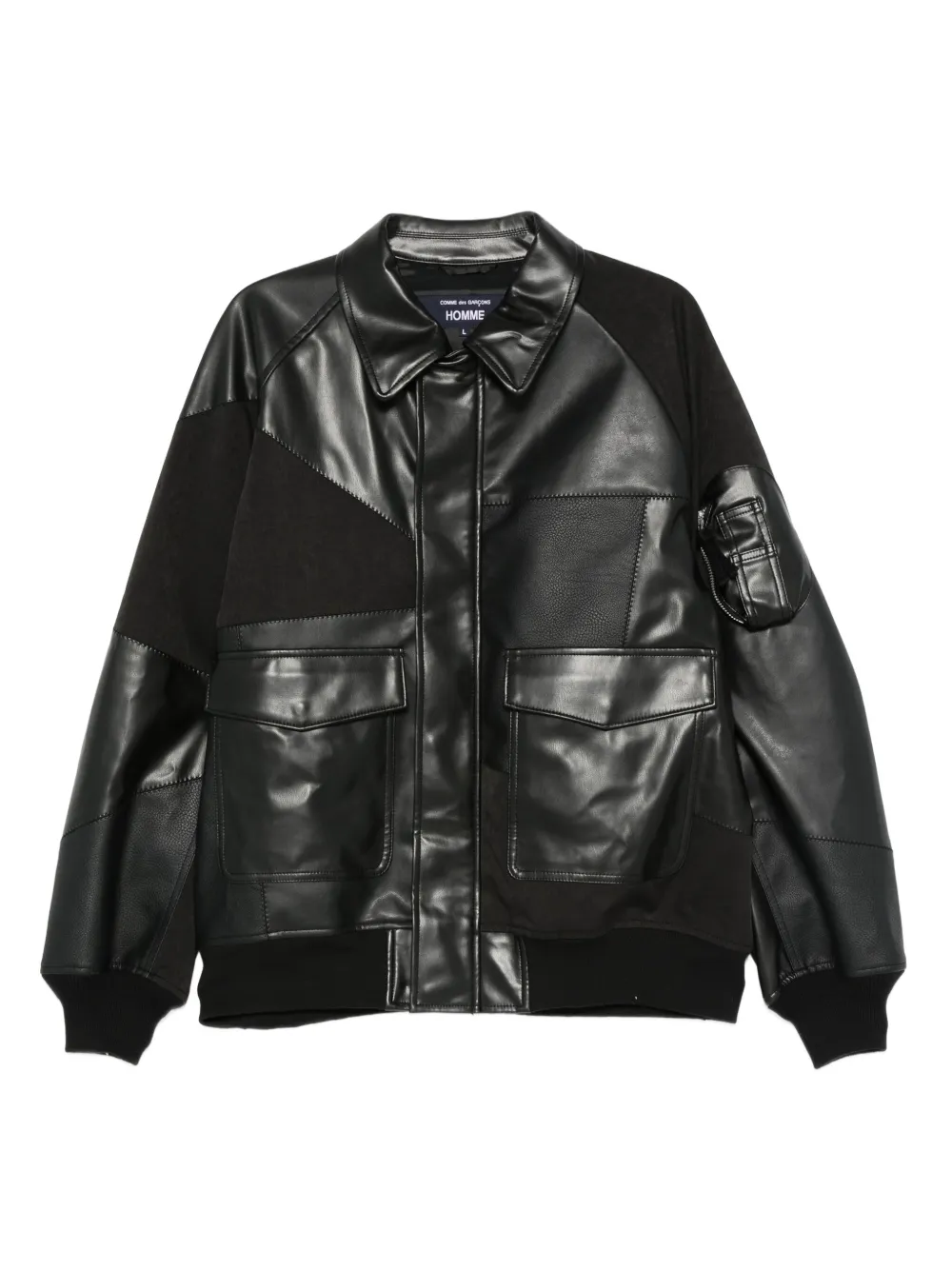 Comme des Garçons Homme leather bomber jacket | Black | Image 1