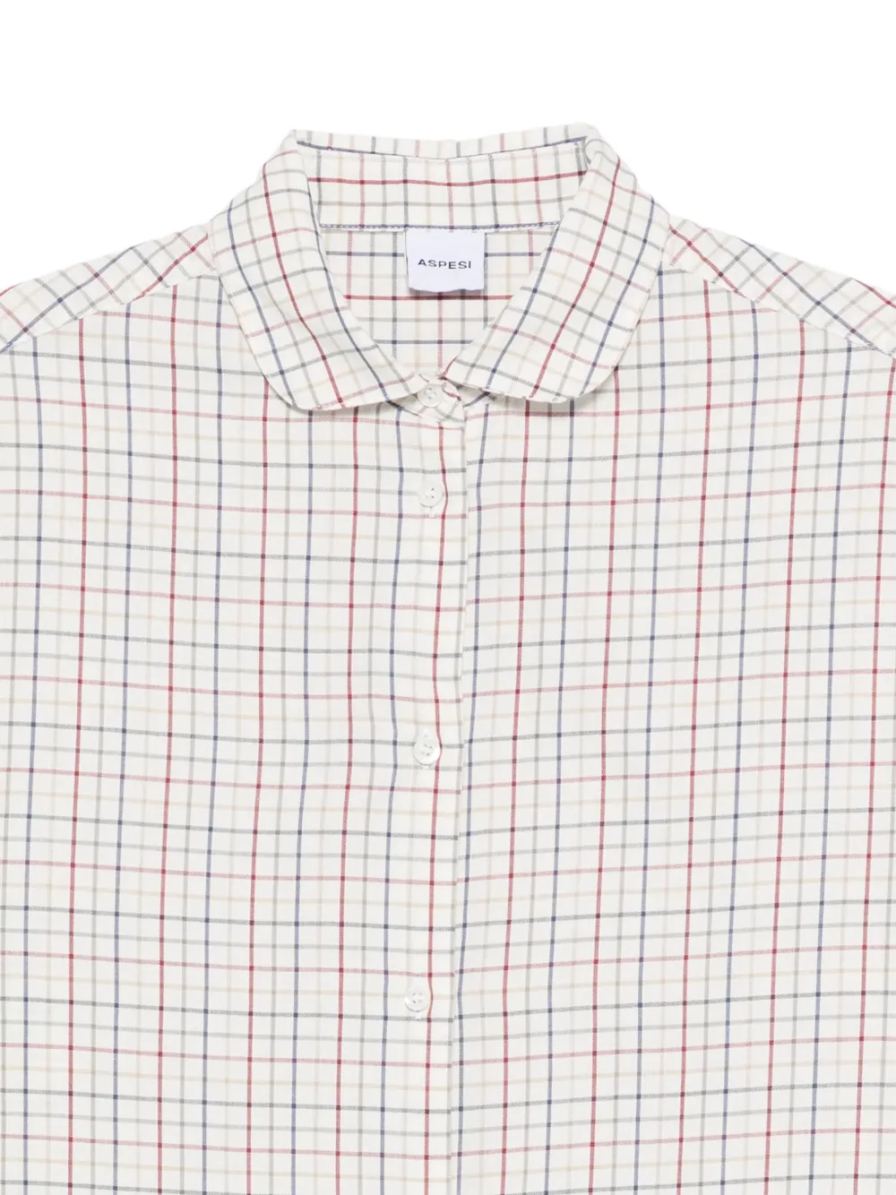 Aspesi Peter-pan-collar Checked Shirt In Neutral