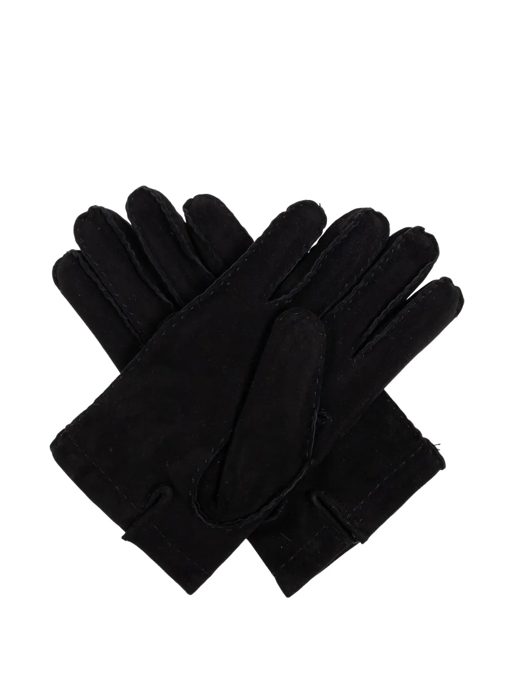 Moschino Logo-detail Suede Gloves In Black