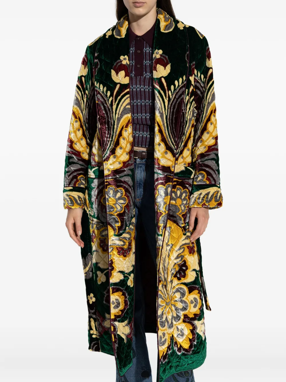 ETRO Fluwelen jas met bloemenprint Geel