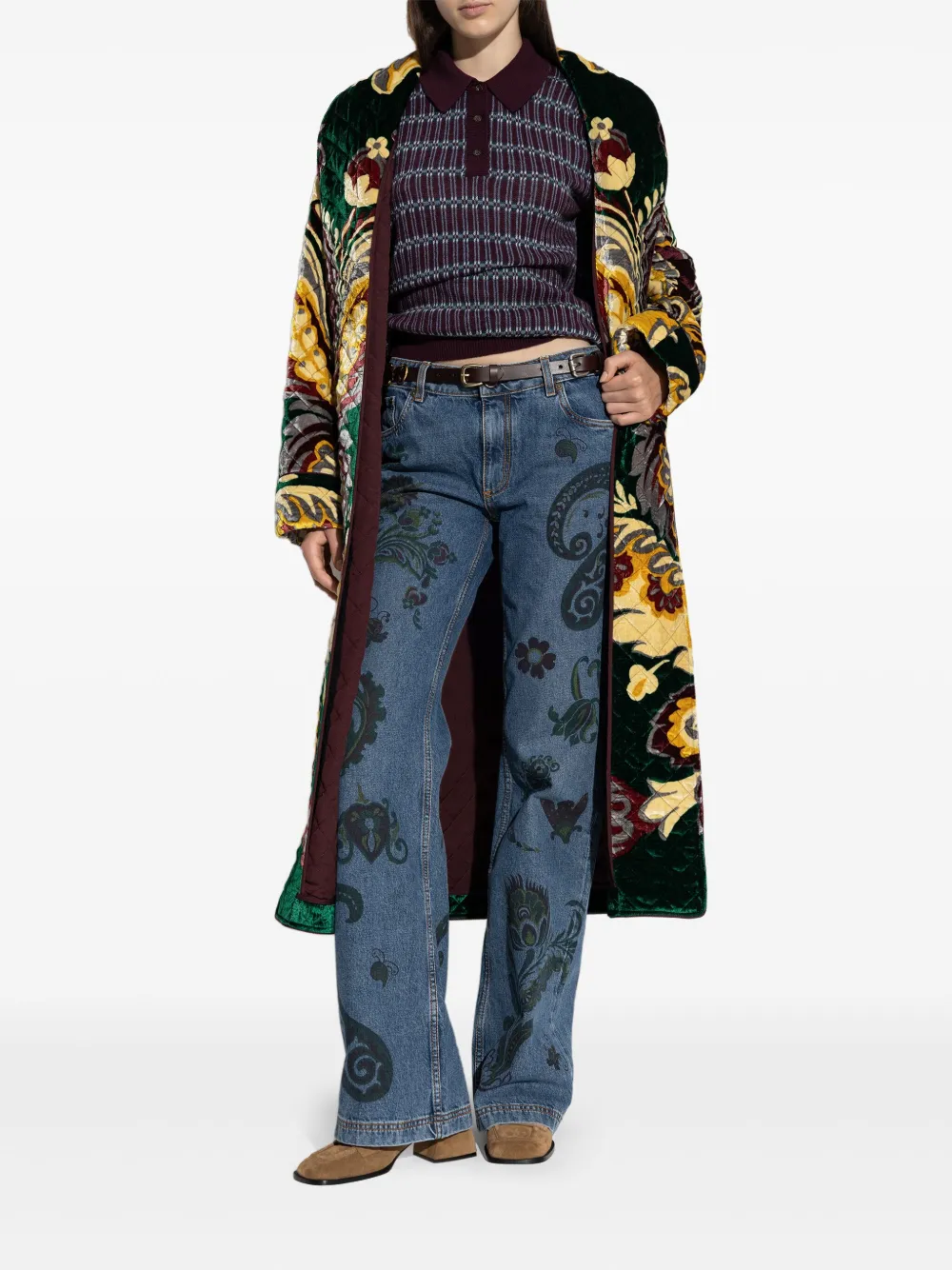 ETRO quilted floral velvet coat | Single Breasted Coats | Image 2