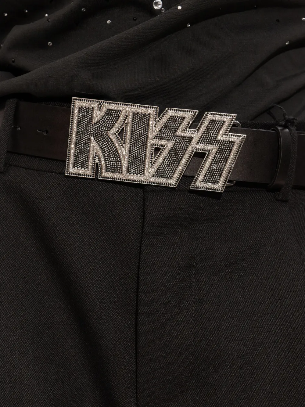 Dsquared2 X Kiss Embellished Buckled Belt In Black