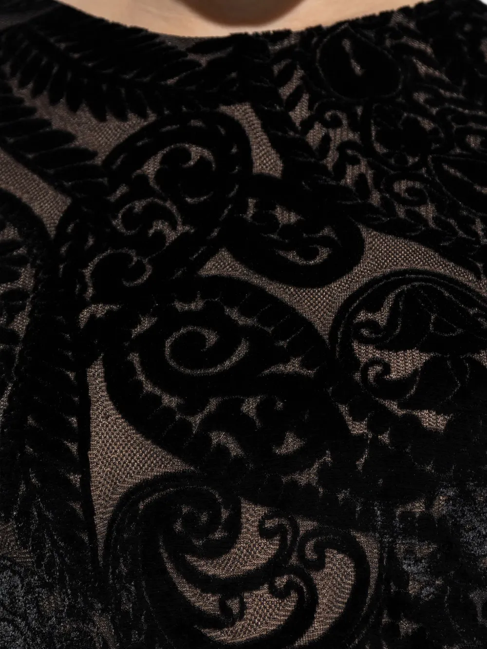 ETRO Fluwelen midi-jurk met paisley-print Zwart