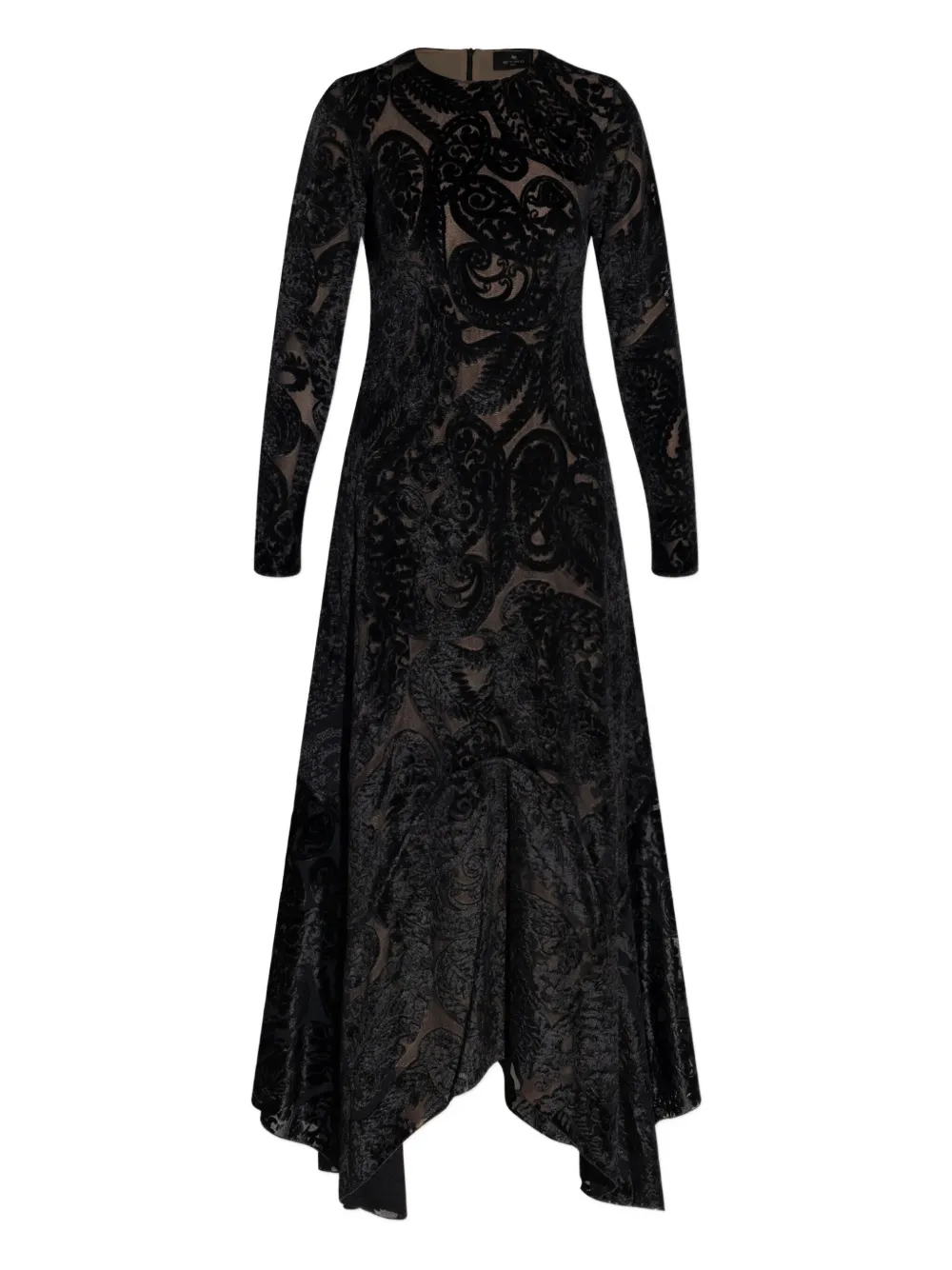 ETRO paisley-print velvet midi dress | Black | Image 1