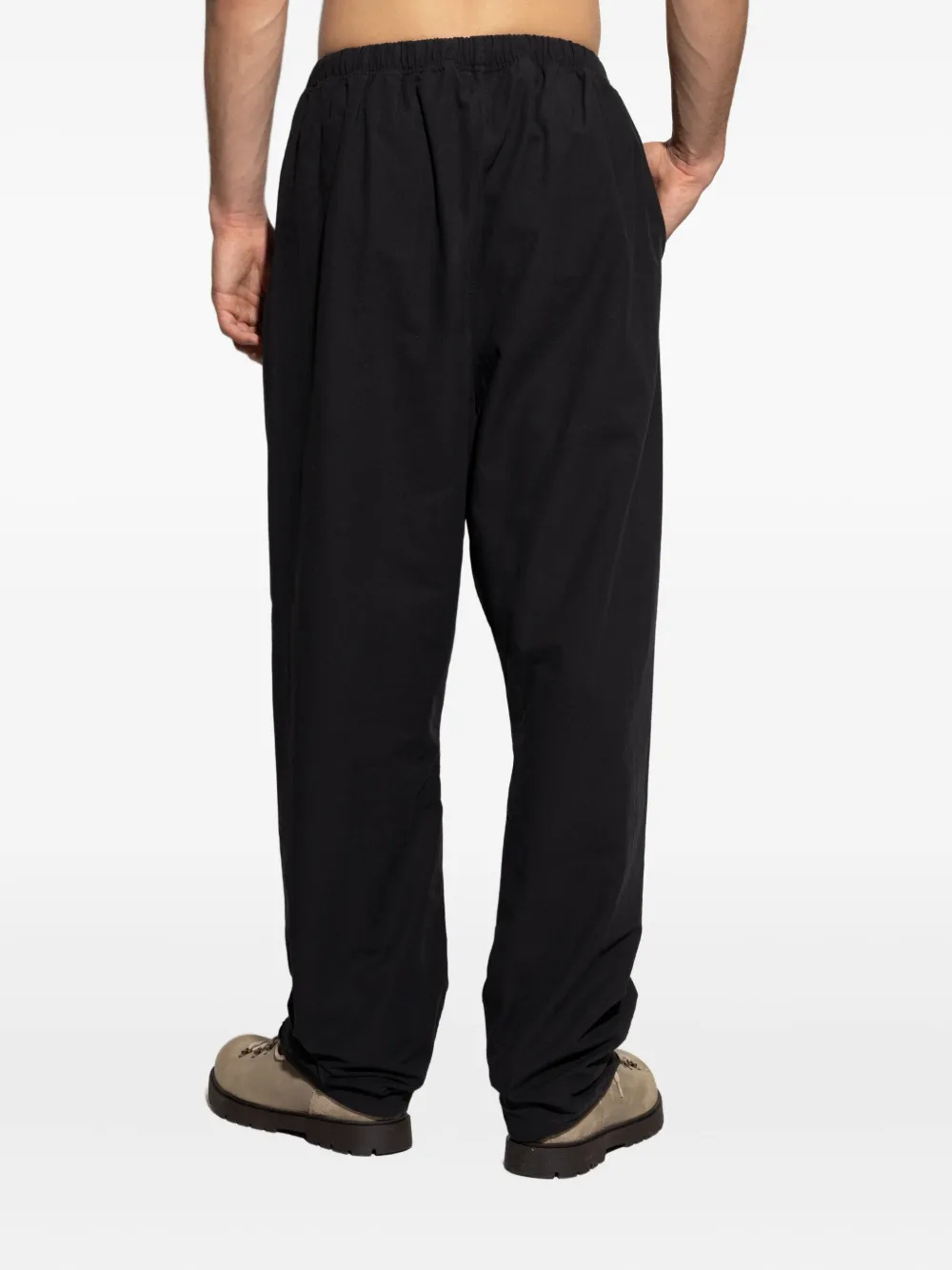 Essentials Drawstring Cotton Trousers In Black