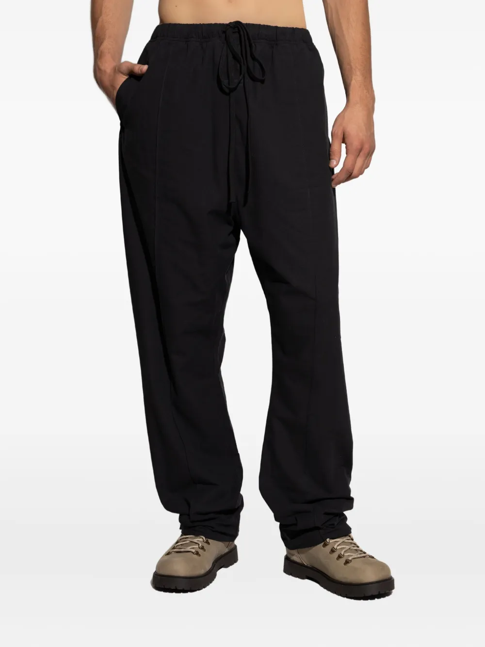 Essentials Drawstring Cotton Trousers In Black