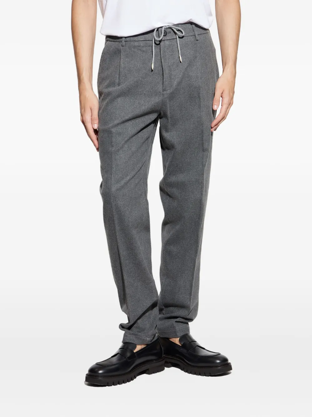 Eleventy Pleated Drawstring Trousers In Gray