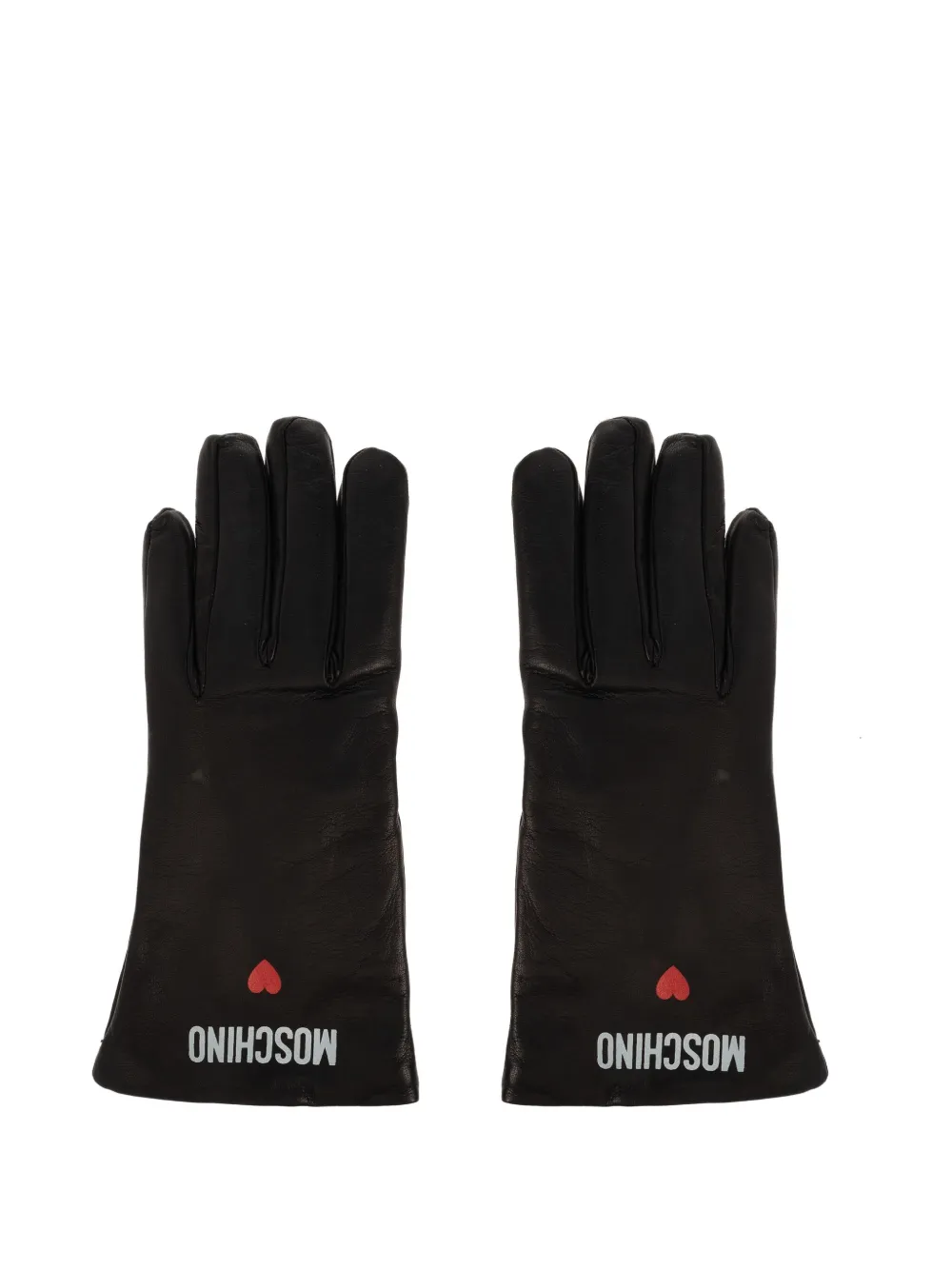Moschino logo-heart leather gloves | Black | Image 1