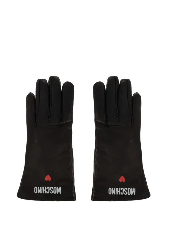 MOSCHINO レザー手袋 黒 Moschino モスキーノ レザーグローブ | ブラック | FARFETCH JP