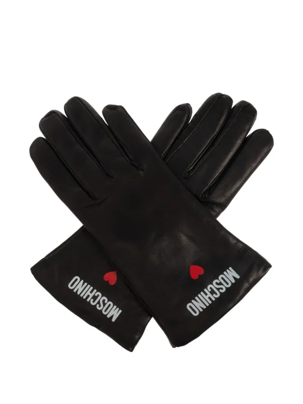 MOSCHINO レザー手袋 黒 Moschino レザーグローブ | ブラック | FARFETCH JP