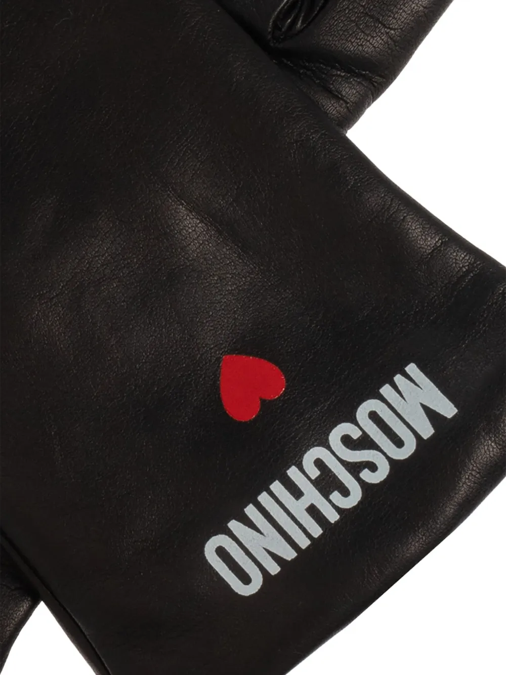 Moschino Leren handschoenen met hartlogo Zwart