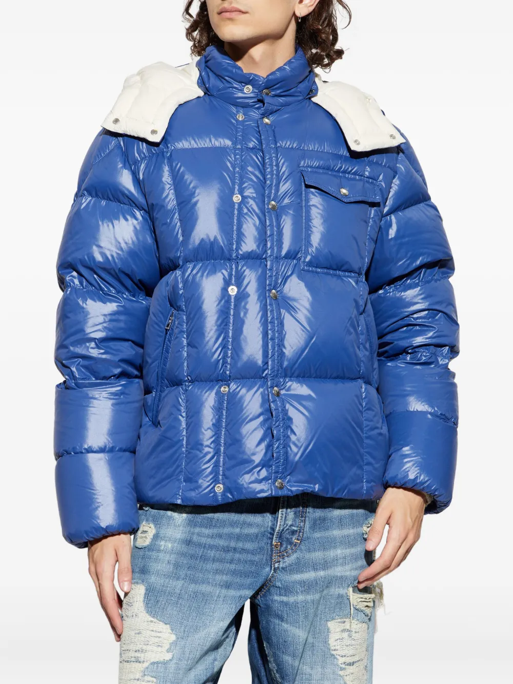 Moncler Serfanto Hooded Puffer Jacket In Blue