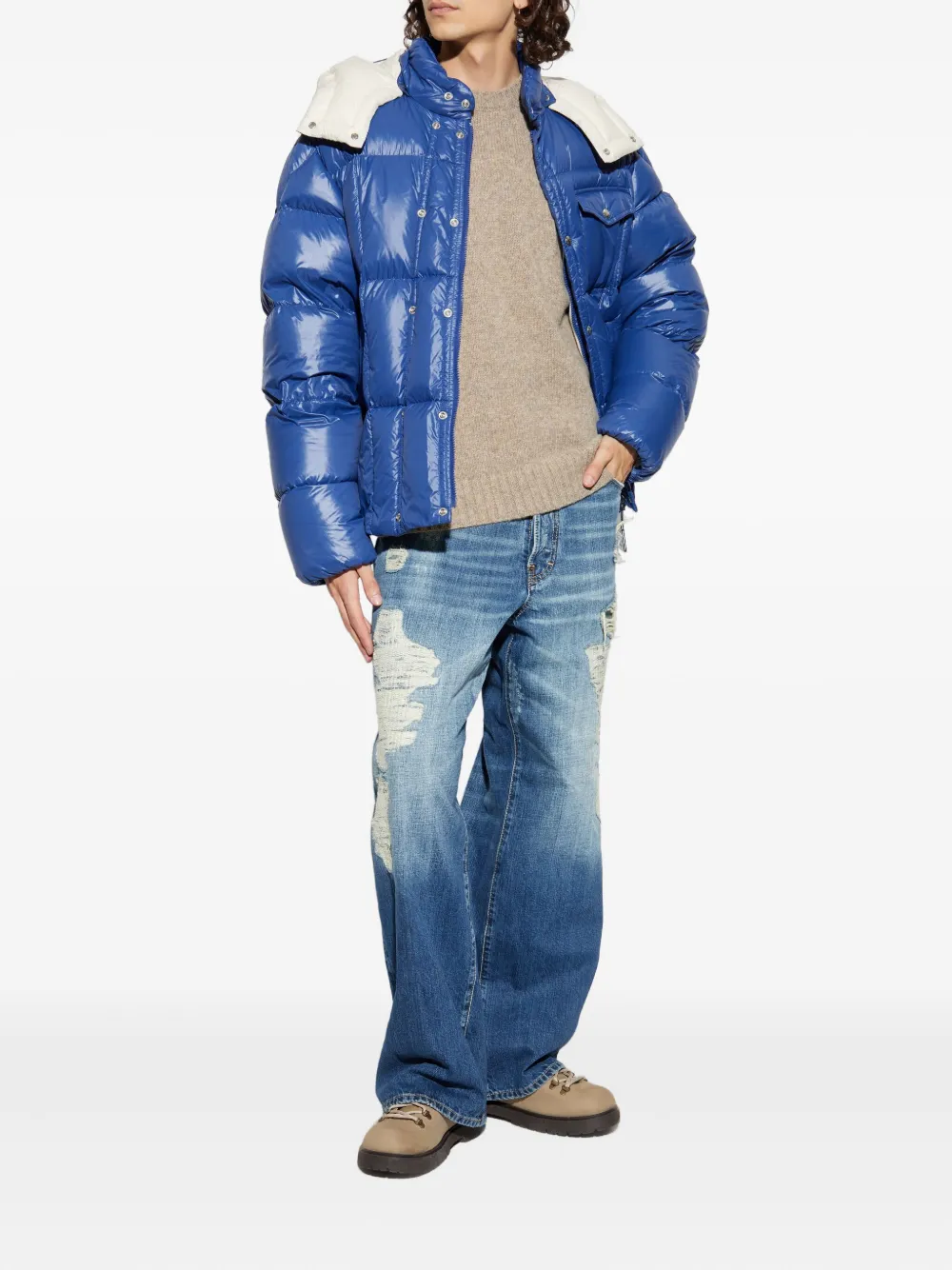 Moncler Serfanto Hooded Puffer Jacket In Blue