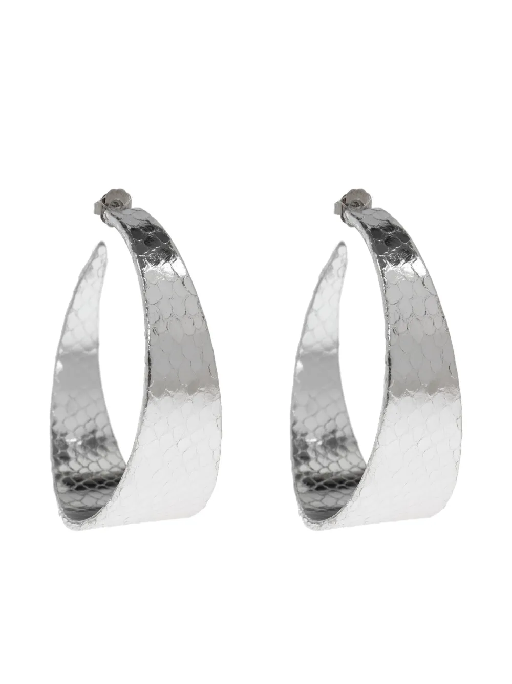 Dsquared2 Snakeskin-effect Hoop Earrings In Silver