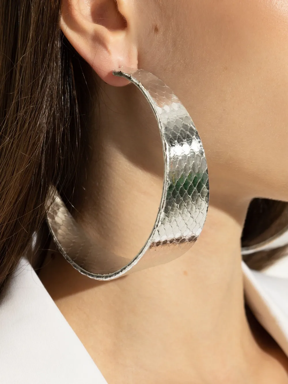Dsquared2 Snakeskin-effect Hoop Earrings In Silver
