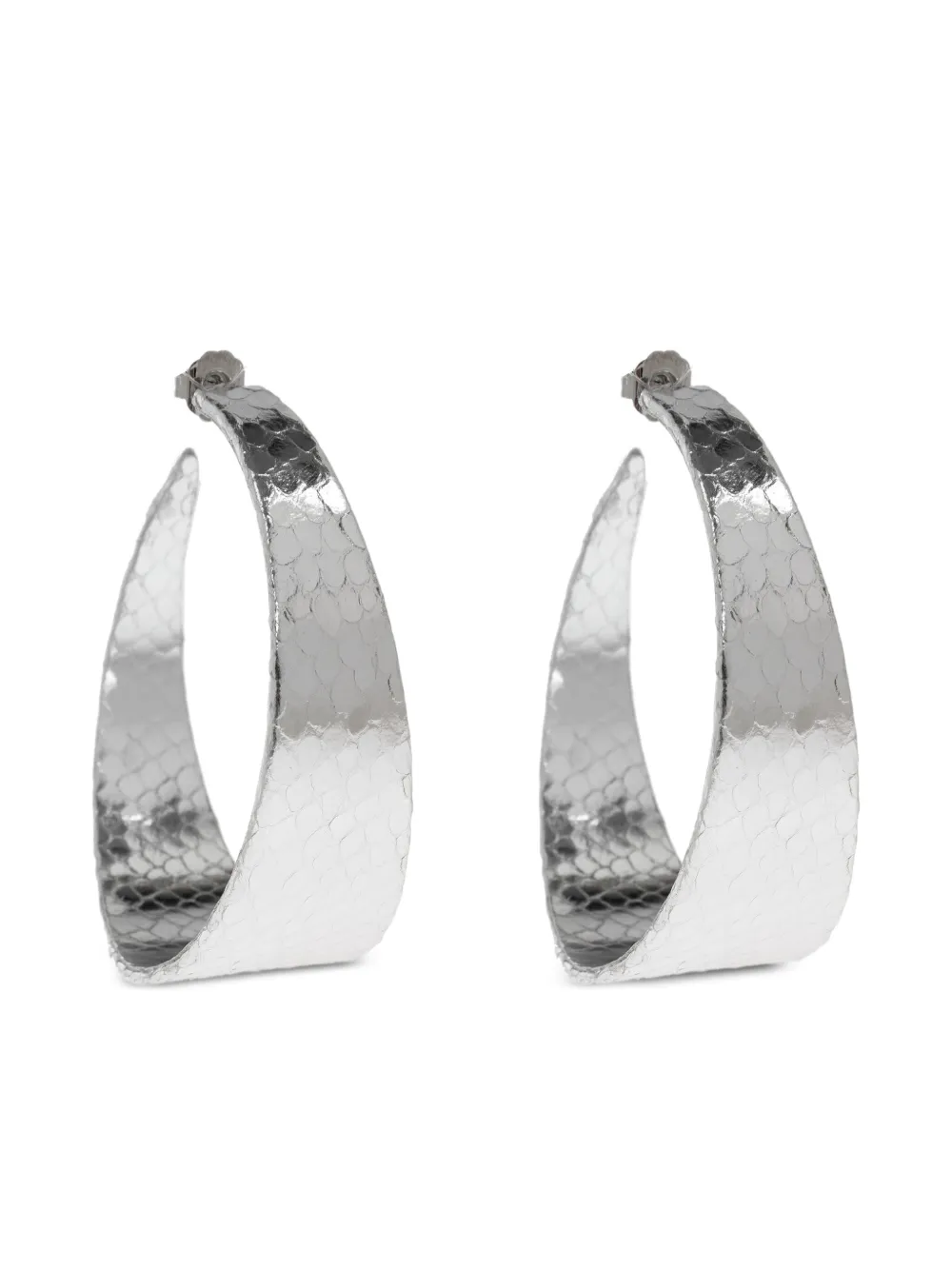 DSQUARED2 snakeskin-effect hoop earrings | Silver | Image 1