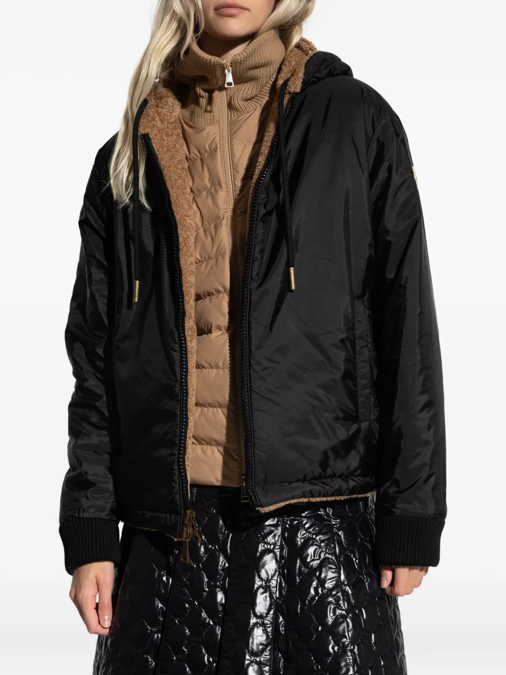 Moncler Fleece jack met capuchon Bruin