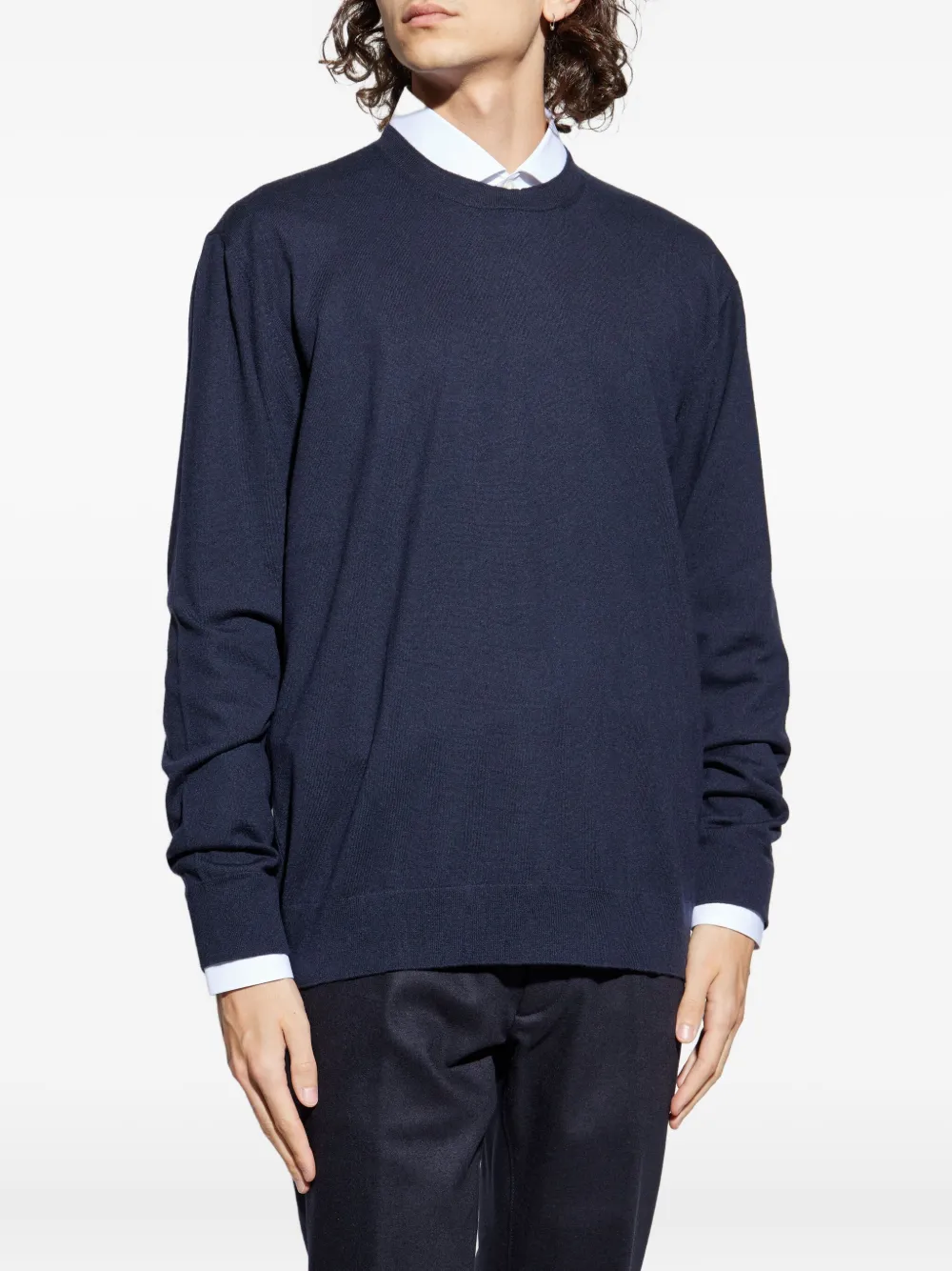 Eleventy Round-neck Long-sleeve Sweater In Blue