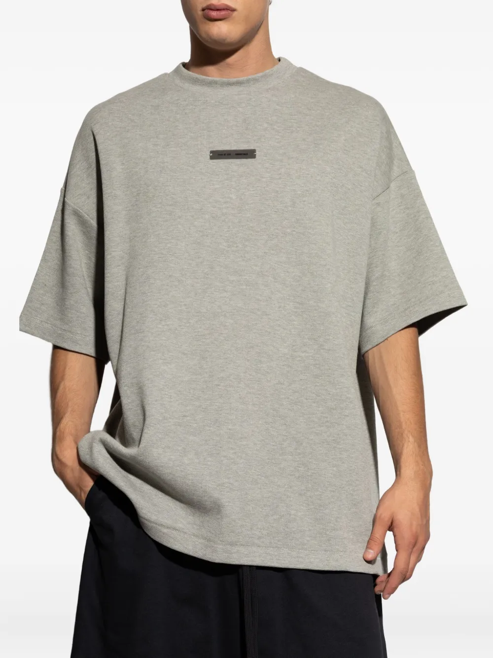 Essentials Logo-plaque Short-sleeve T-shirt In Gray