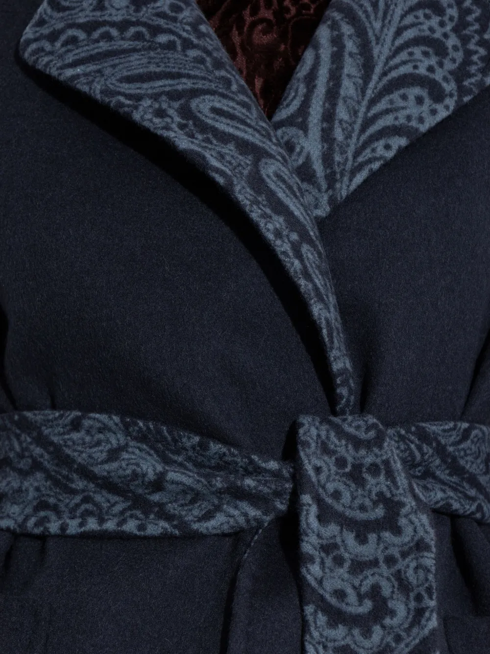 Etro Long Wool And Cashmere Jacquard Waistcoat In Blue