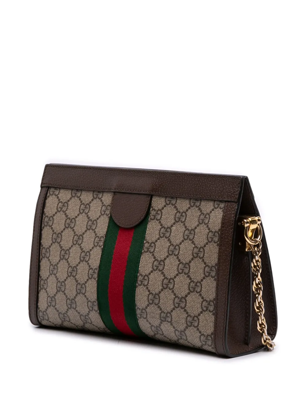 Pre-owned Gucci 2016-2025 Small Gg Supreme Ophidia Chain Crossbody Bag In Brown