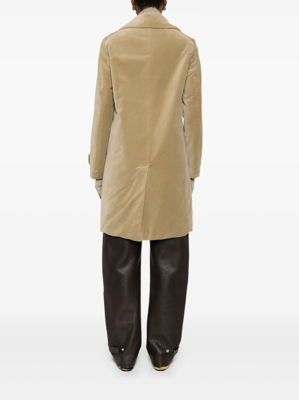 Aspesi Double-breasted Velvet Coat In Brown