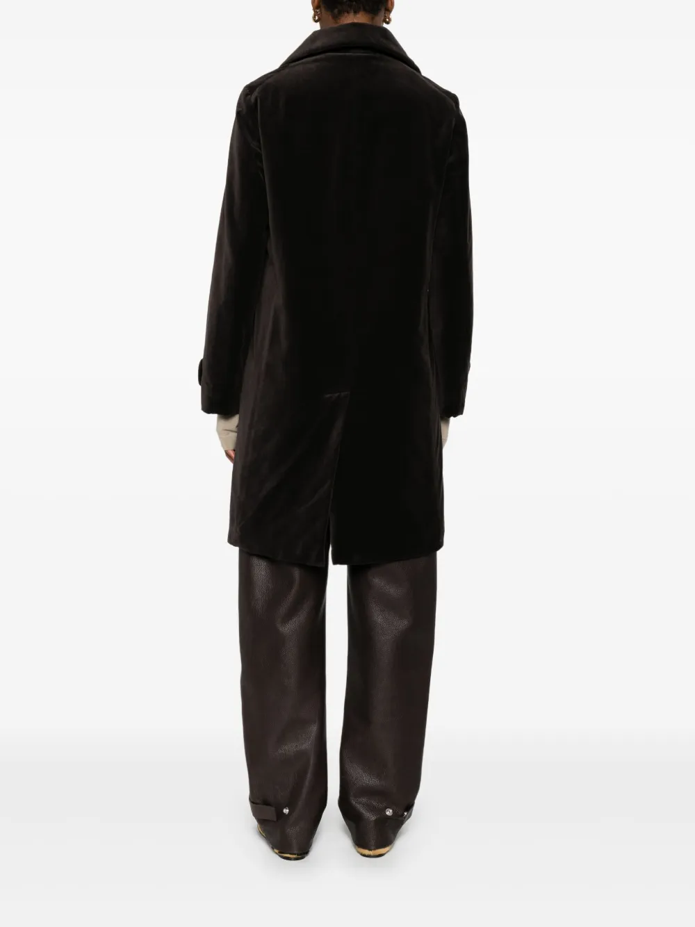 Aspesi Double-breasted Velvet Coat In Brown