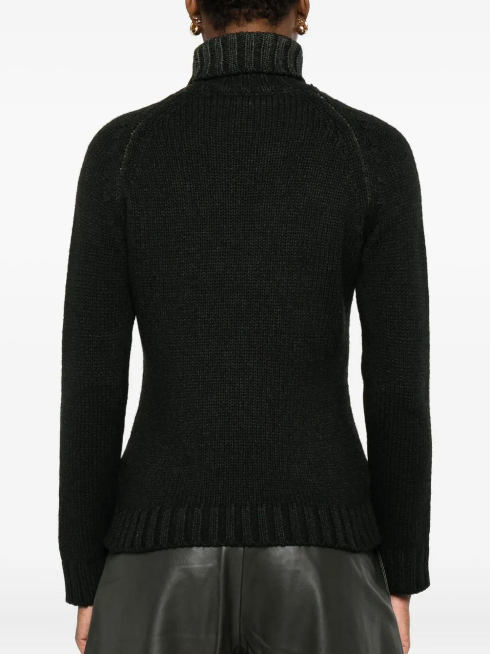 Base Turtleneck Ribbed Sweater In Green