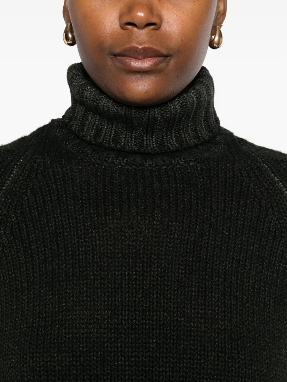 Base Turtleneck Ribbed Sweater In Green