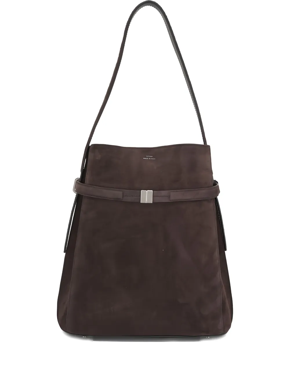 TOTEME suede-leather buckle shoulder bag - Marrone