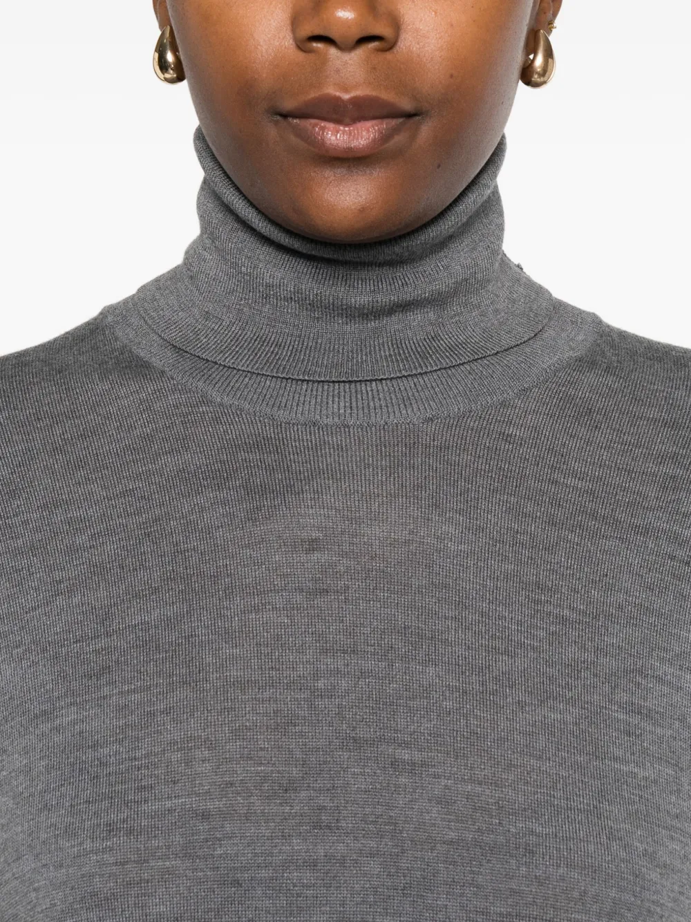 Totême Toteme Wool Turtle-neck Midi Dress In Gray