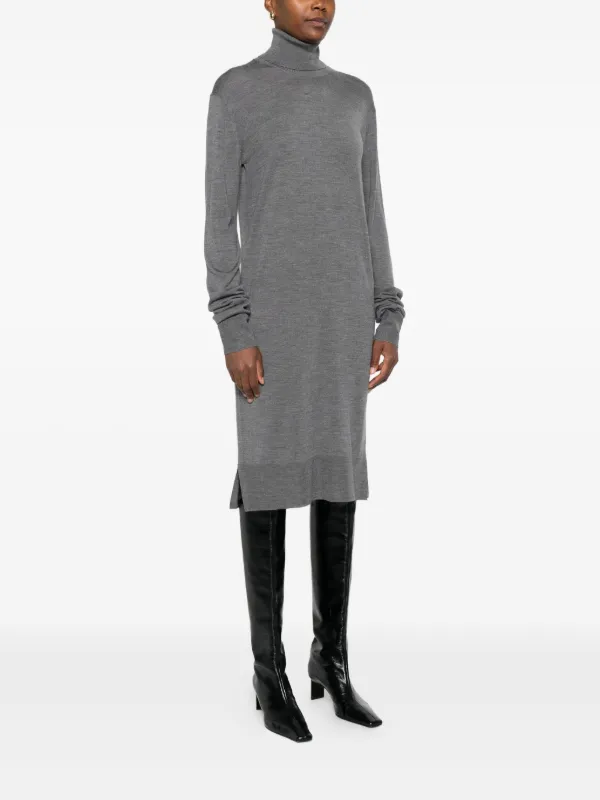 TOTEME Turtleneck Midi Dress | Grey | FARFETCH
