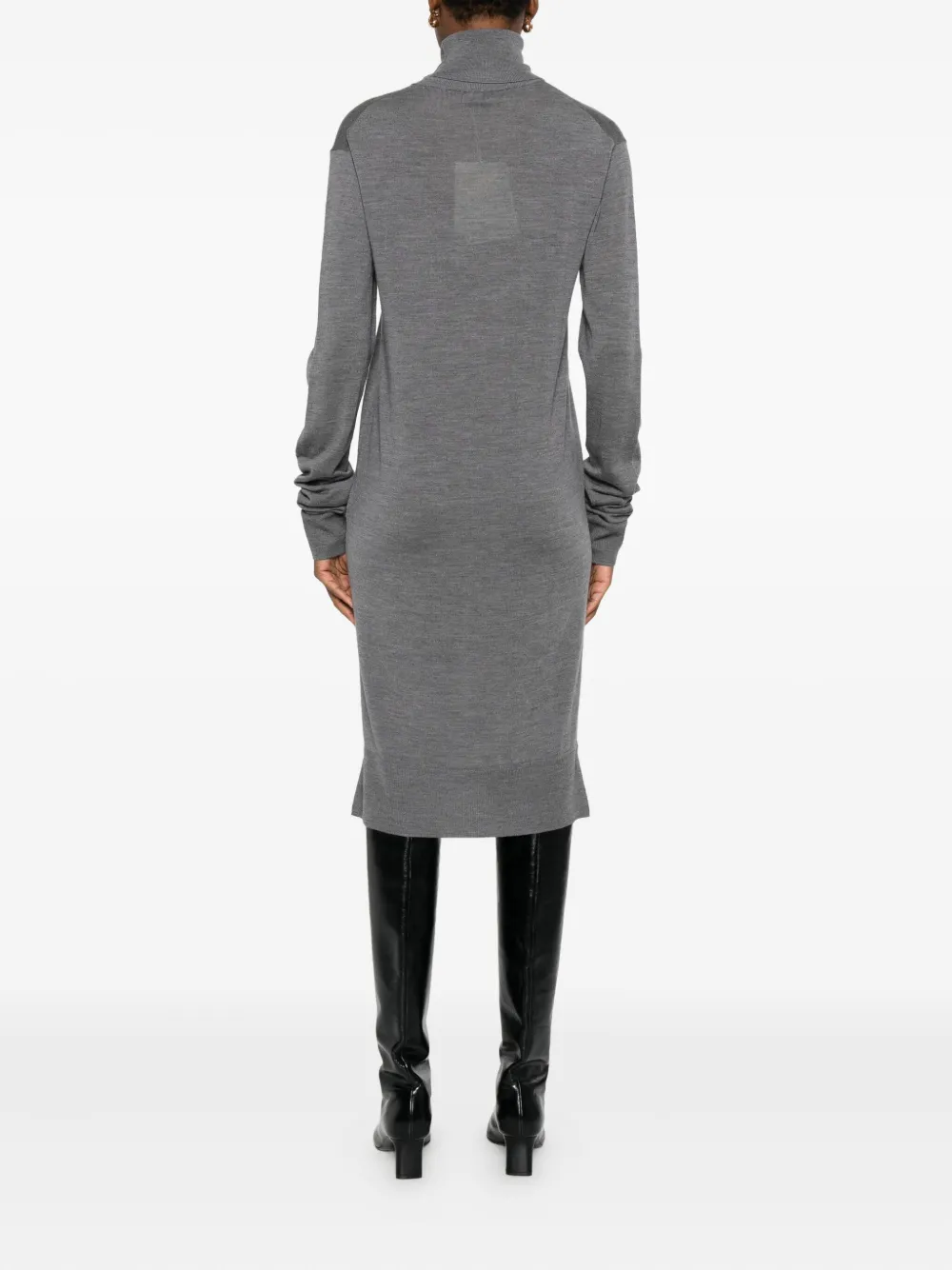Totême Toteme Wool Turtle-neck Midi Dress In Gray