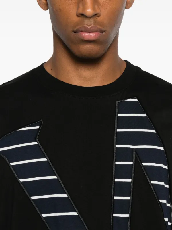 23876✨LOEWE Striped T-Shirt ロエベ ロゴ Tシャツ LOEWE striped-logo T-shirt | Black | FARFETCH