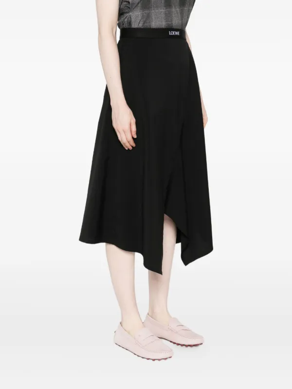 LOEWE Asymmetric Midi Skirt | Black | FARFETCH ZA