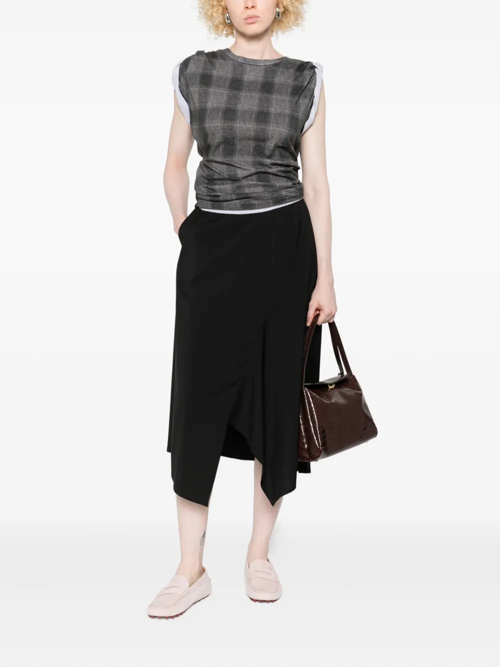 LOEWE Asymmetrische midi-rok - Zwart