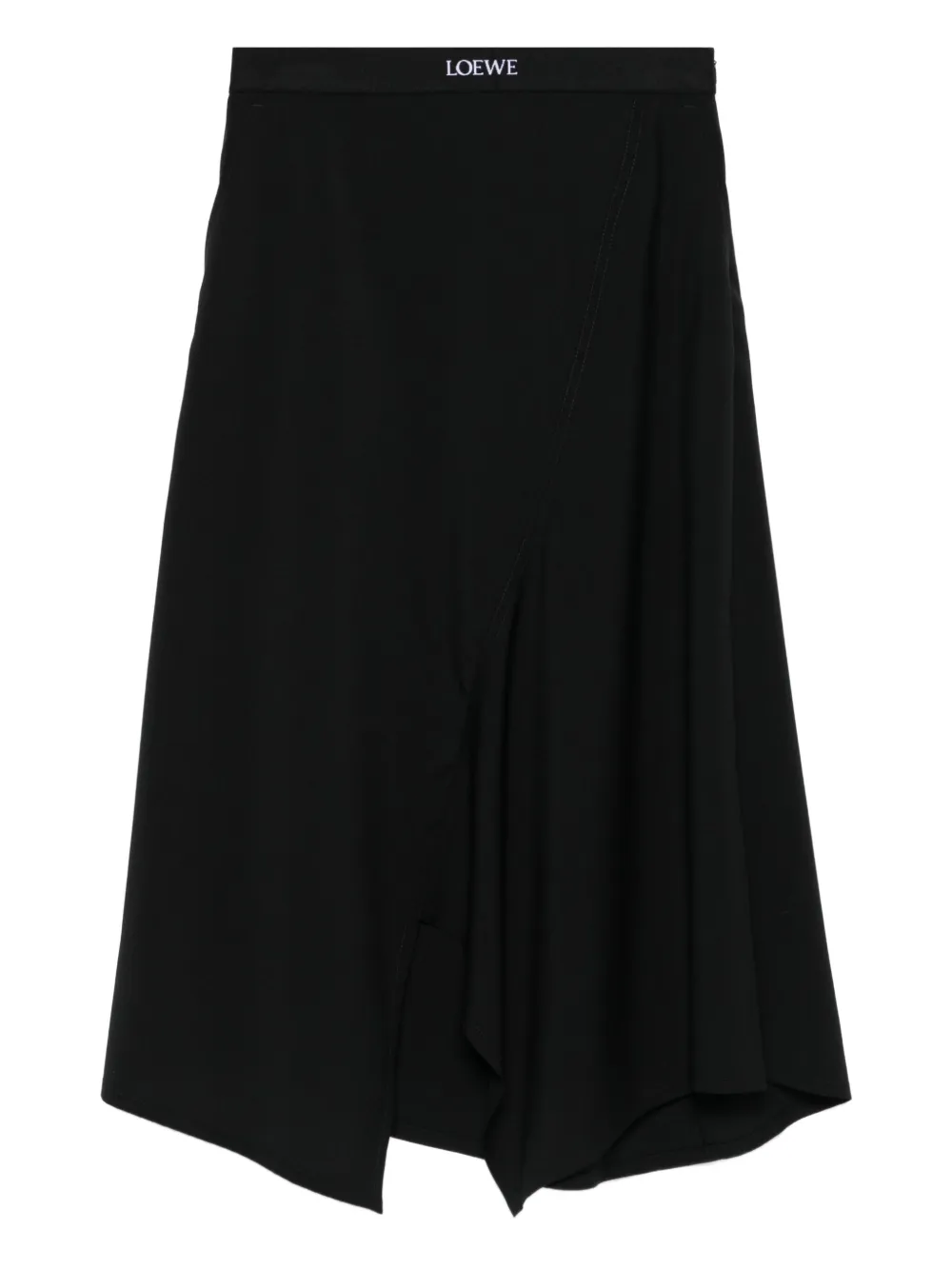 Loewe Asymmetric Midi Skirt In Black