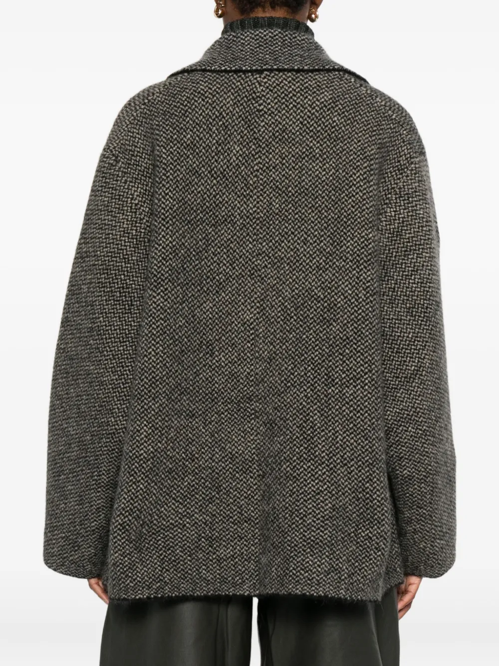 Boboutic Herringbone-weave Pocket Coat In Black