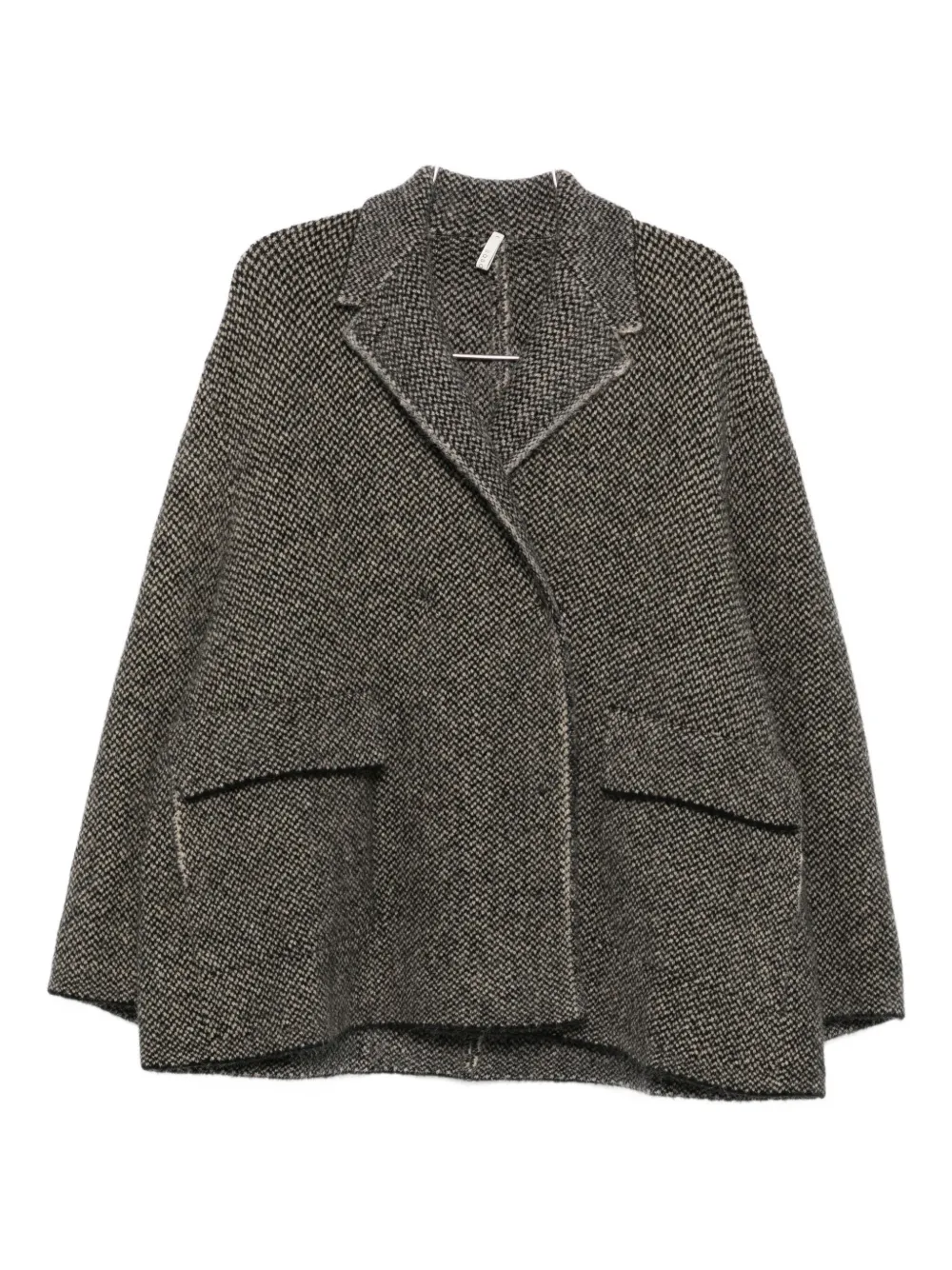 Boboutic Herringbone-weave Pocket Coat In Black