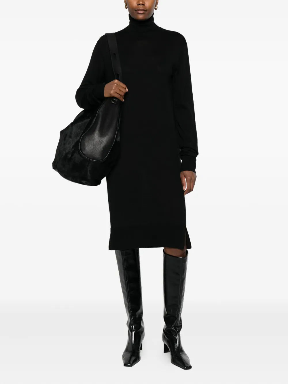 TOTEME turtleneck midi dress - Zwart