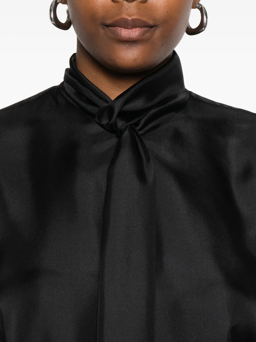 Archivio '67 Asymmetric-hem Silk Blouse In Black
