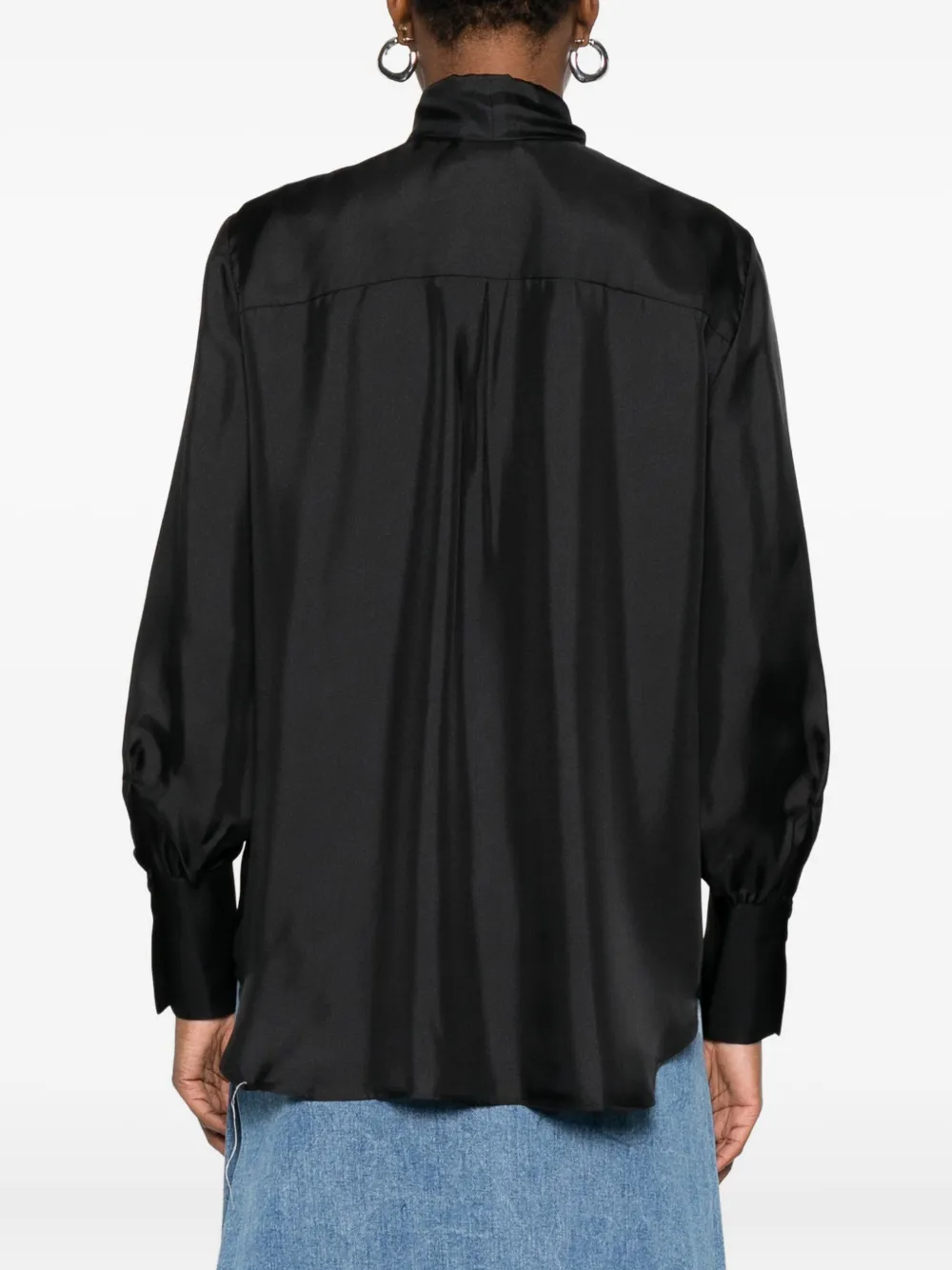 Archivio '67 Asymmetric-hem Silk Blouse In Black