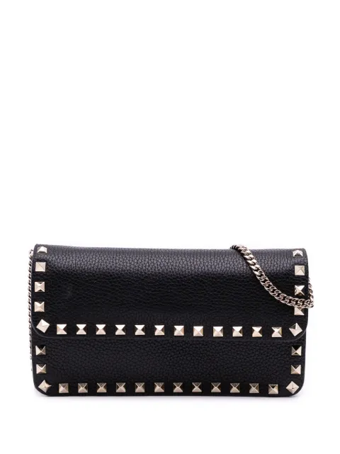 Valentino Garavani Pre-Owned 2018-2025 Pebbled Calfskin Rockstud Wallet On Chain crossbody bag