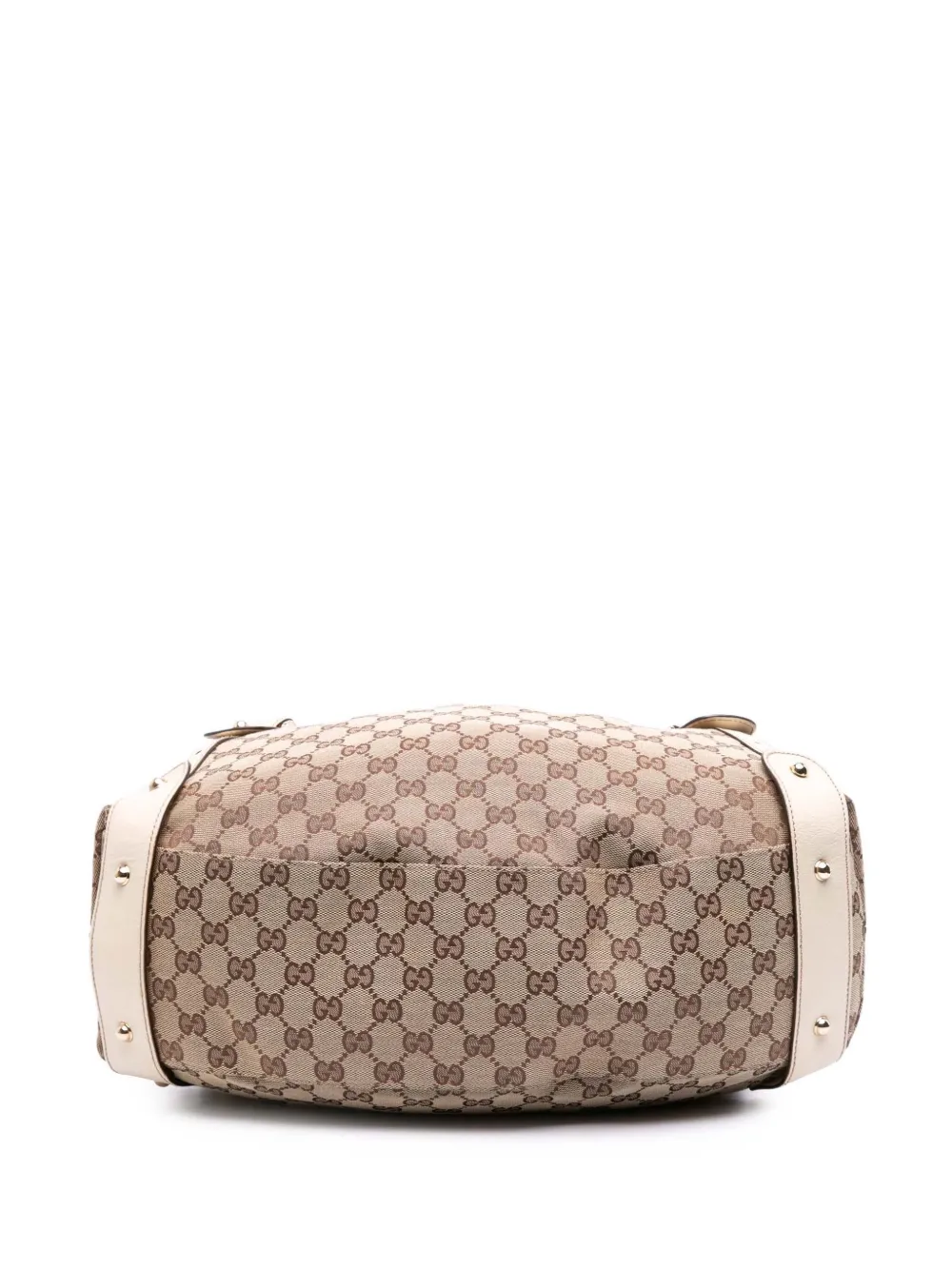 Pre-owned Gucci 2000-2015 Gg Canvas Horsebit Pelham Shoulder Bag In Brown