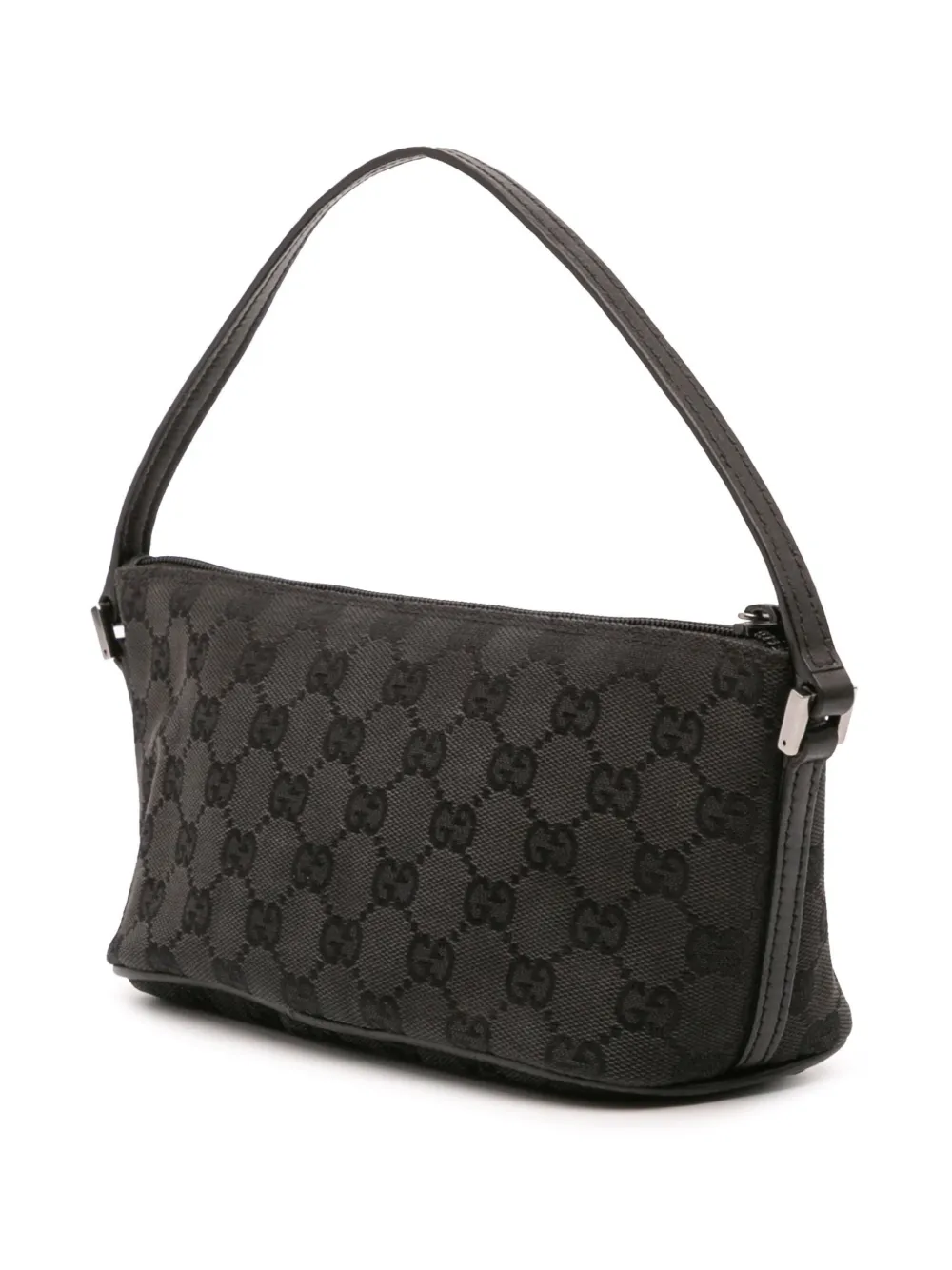 Pre-owned Gucci 2000-2015 Gg Canvas Boat Shoulder Bag In Black