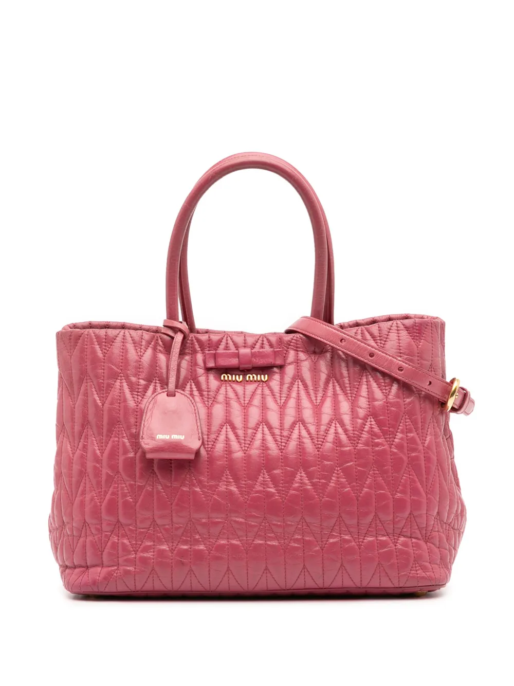 Miu Miu Pre-Owned 2021-2025 Matelasse Lambskin satchel - ピンク Miu Miu Pre-Owned 2021-2025 Matelasse Lambskin satchel - ピンク