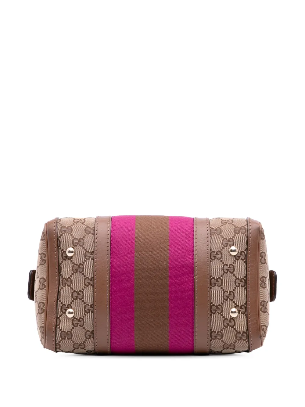 Pre-owned Gucci 2016-2025 Small Gg Canvas Web Joy Boston Bag Satchel In Brown
