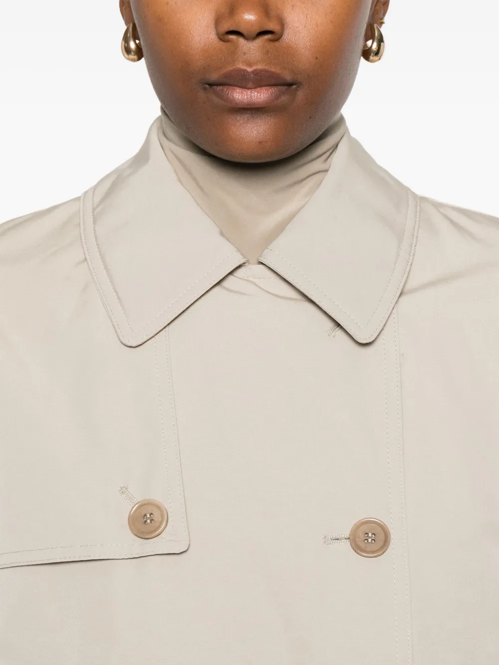 Aspesi Double-breasted Zip-detail Coat In Neutral